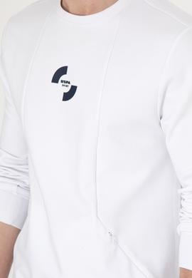 Erkek Regular Fit Bisiklet Yaka Beyaz Sweatshirt - 50290778006