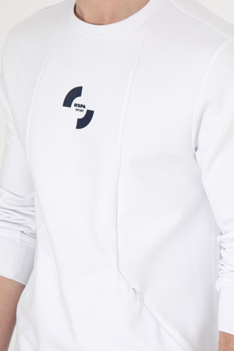 Erkek Regular Fit Bisiklet Yaka Beyaz Sweatshirt - 50290778006