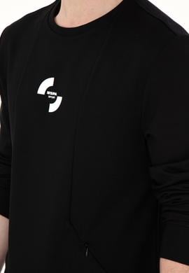 Erkek Regular Fit Bisiklet Yaka Siyah Sweatshirt - 50290778019