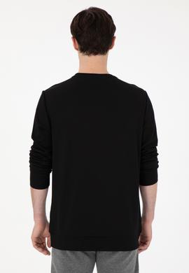 Erkek Regular Fit Bisiklet Yaka Siyah Sweatshirt - 50290778019