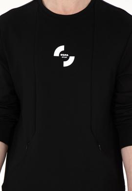 Erkek Regular Fit Bisiklet Yaka Siyah Sweatshirt - 50290778019