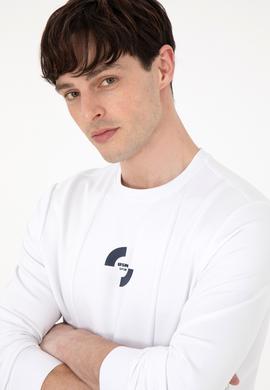 Erkek Regular Fit Bisiklet Yaka Beyaz Sweatshirt - 50290778006