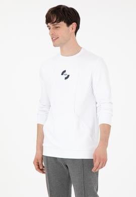 Erkek Regular Fit Bisiklet Yaka Beyaz Sweatshirt - 50290778006