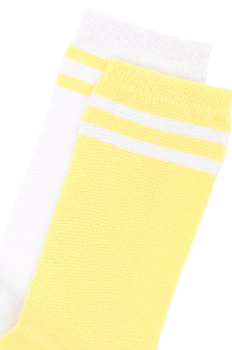 Kadın Beyaz Sarı 2'li Soket Çorap