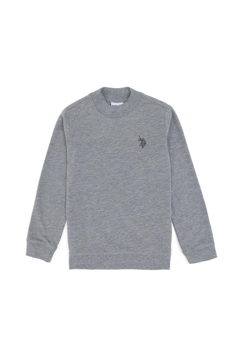 Erkek Çocuk Gri Melanj Basic Bisiklet Yaka Sweatshirt
