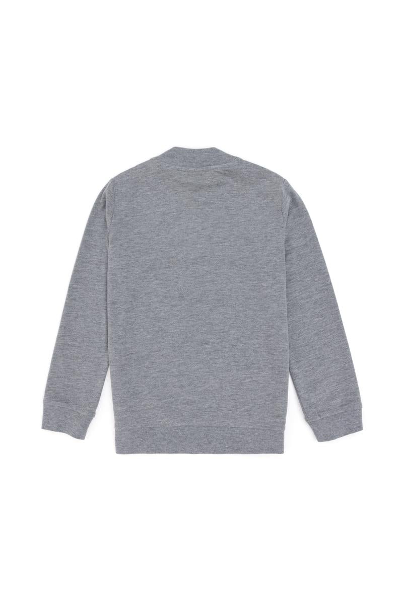Erkek Çocuk Gri Melanj Basic Bisiklet Yaka Sweatshirt