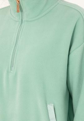 Kadın Su Yeşili Dik Yaka Fermuarlı Polar Sweatshirt - 50297401005