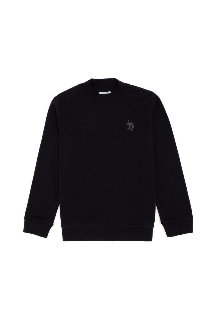 Erkek Çocuk Siyah Basic Bisiklet Yaka Sweatshirt