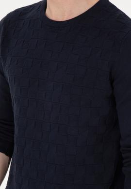 Erkek Slim Fit Bisiklet Yaka Lacivert Basic Kazak - 50288882042