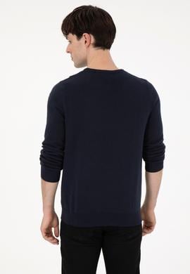 Erkek Slim Fit Bisiklet Yaka Lacivert Basic Kazak - 50288882042