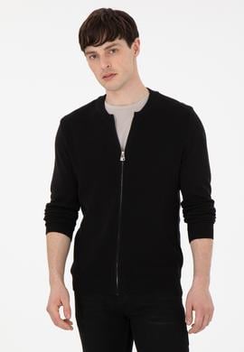 Erkek Siyah Basic Triko Hırka - 50288870032