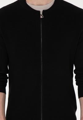 Erkek Siyah Basic Triko Hırka - 50288870032