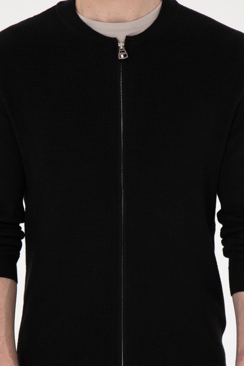 Erkek Siyah Basic Triko Hırka - 50288870032