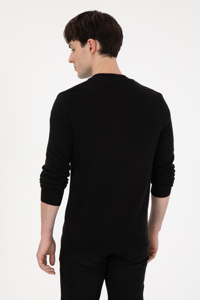 Erkek Siyah Basic Triko Hırka - 50288870032