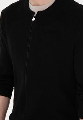 Erkek Siyah Basic Triko Hırka - 50288870032