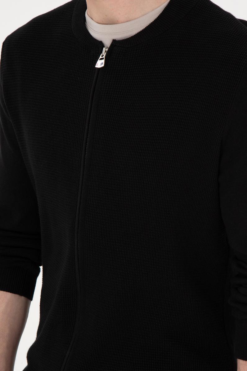 Erkek Siyah Basic Triko Hırka