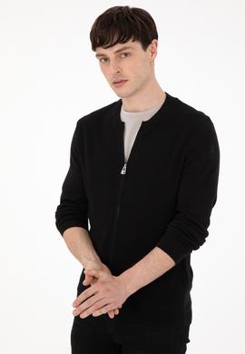 Erkek Siyah Basic Triko Hırka - 50288870032