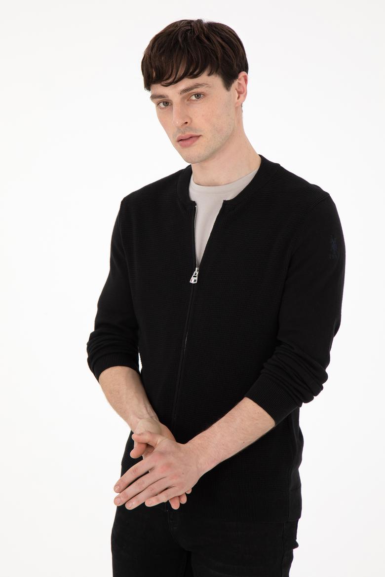 Erkek Siyah Basic Triko Hırka - 50288870032