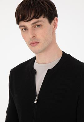 Erkek Siyah Basic Triko Hırka - 50288870032