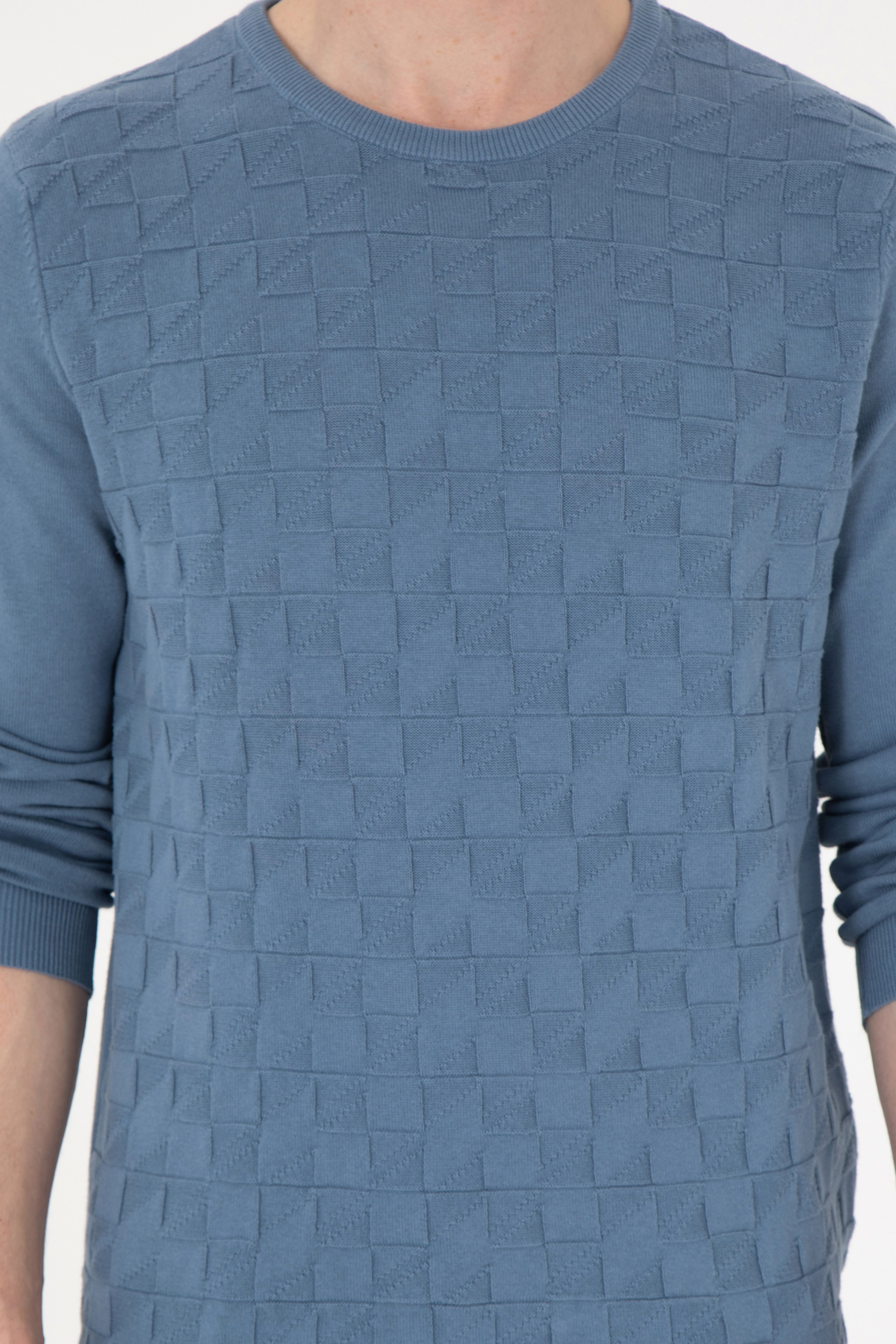 Erkek Slim Fit Bisiklet Yaka Saks Basic Kazak