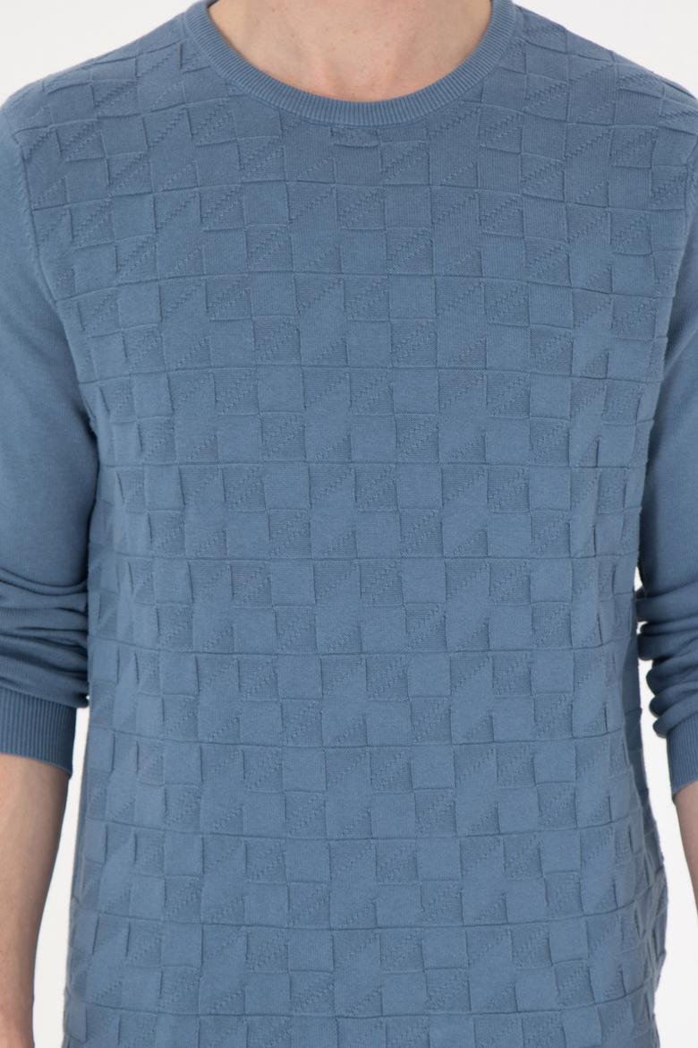 Erkek Slim Fit Bisiklet Yaka Saks Basic Kazak - 50288882032