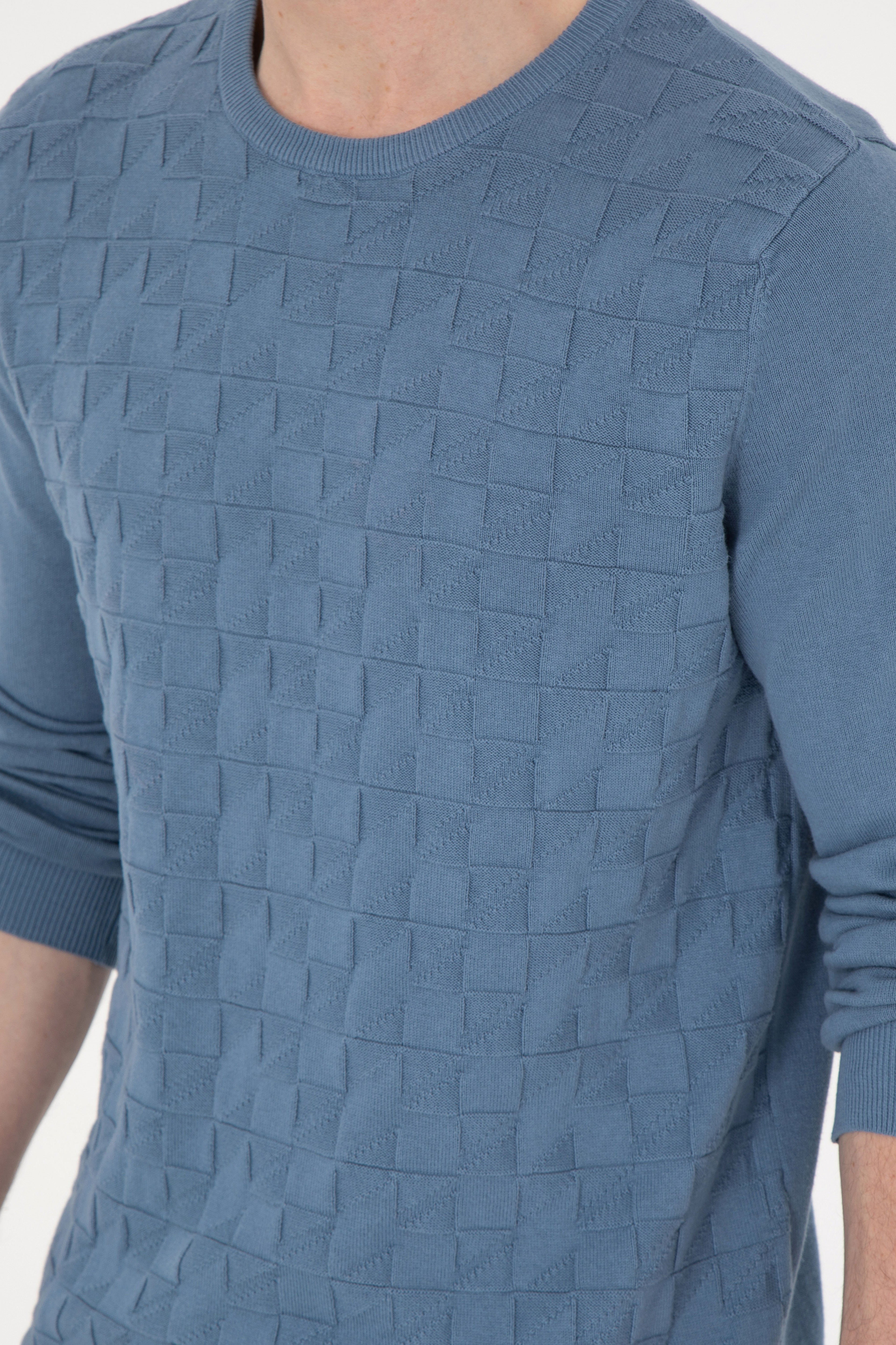 Erkek Slim Fit Bisiklet Yaka Saks Basic Kazak