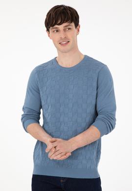 Erkek Slim Fit Bisiklet Yaka Saks Basic Kazak - 50288882032