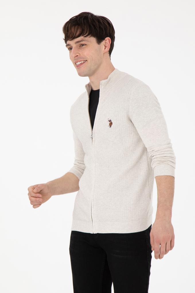 Erkek Taş Melanj Basic Triko Hırka