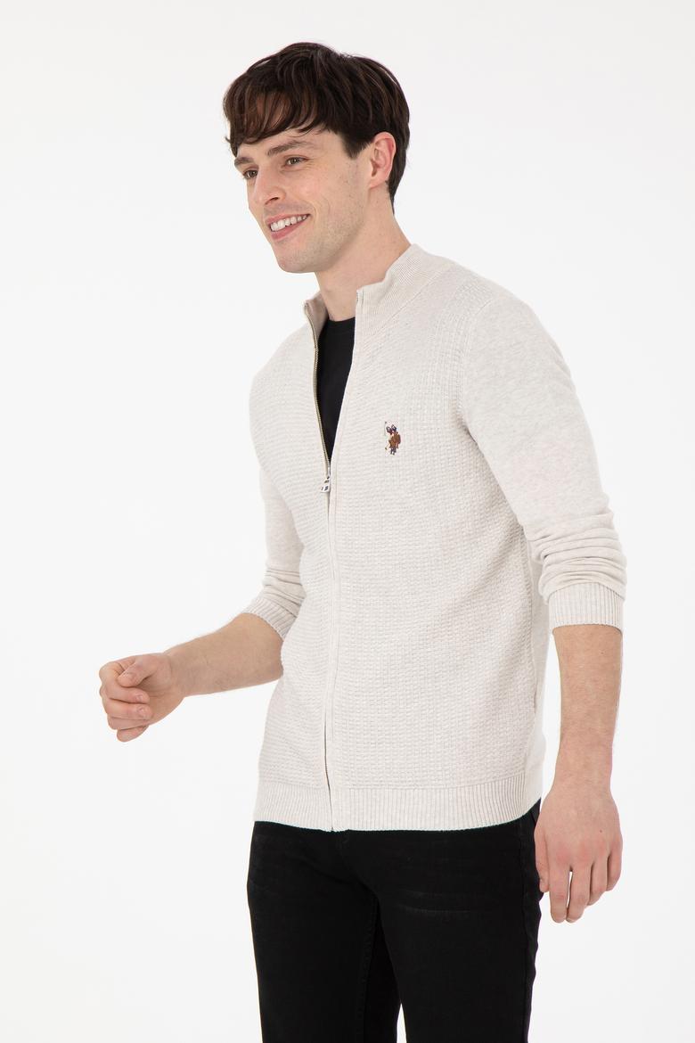 Erkek Taş Melanj Basic Triko Hırka