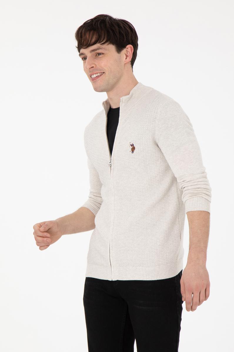 Erkek Taş Melanj Basic Triko Hırka