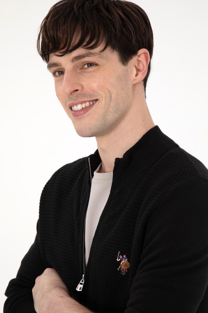 Erkek Siyah Basic Triko Hırka