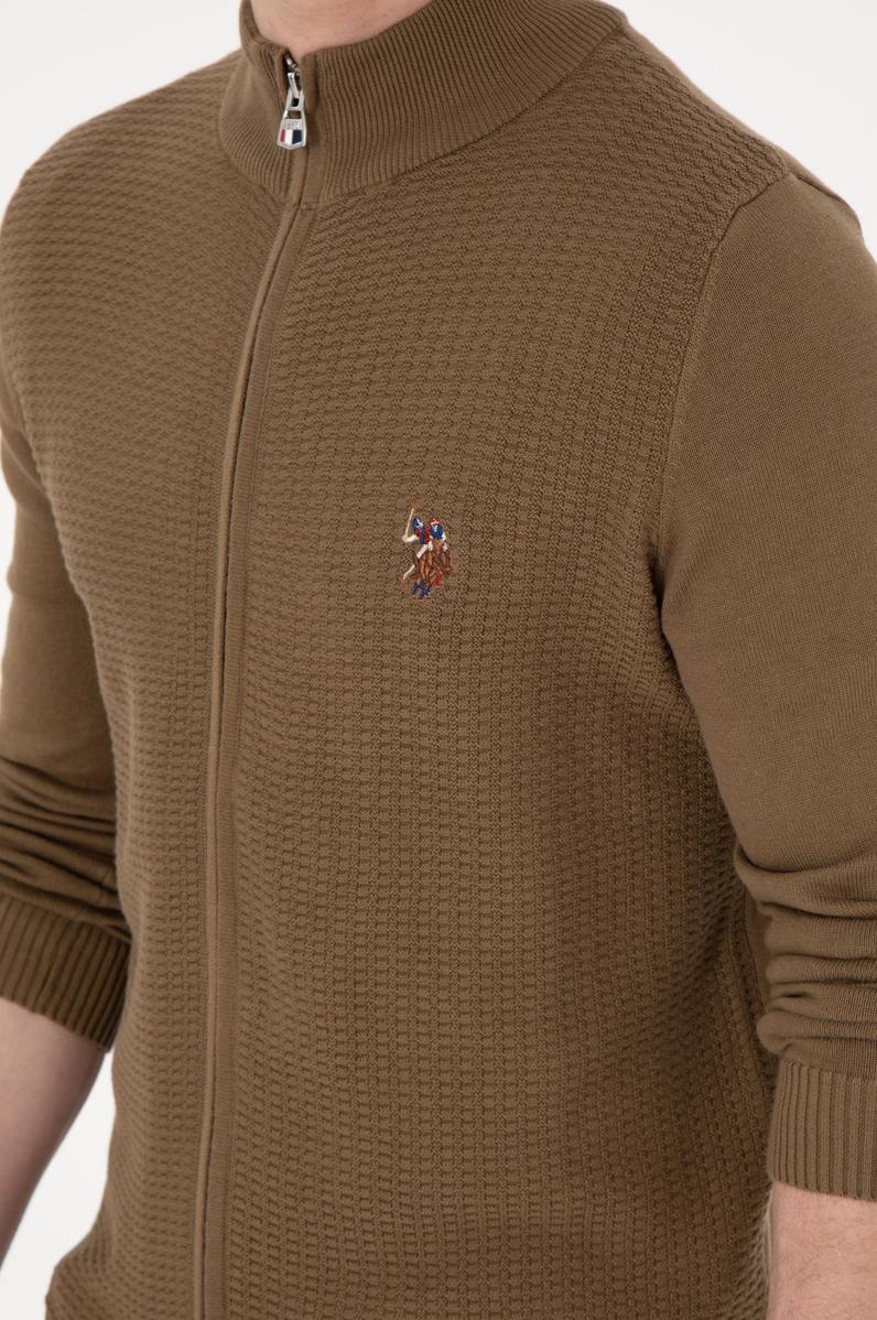 Erkek Haki Basic Triko Hırka