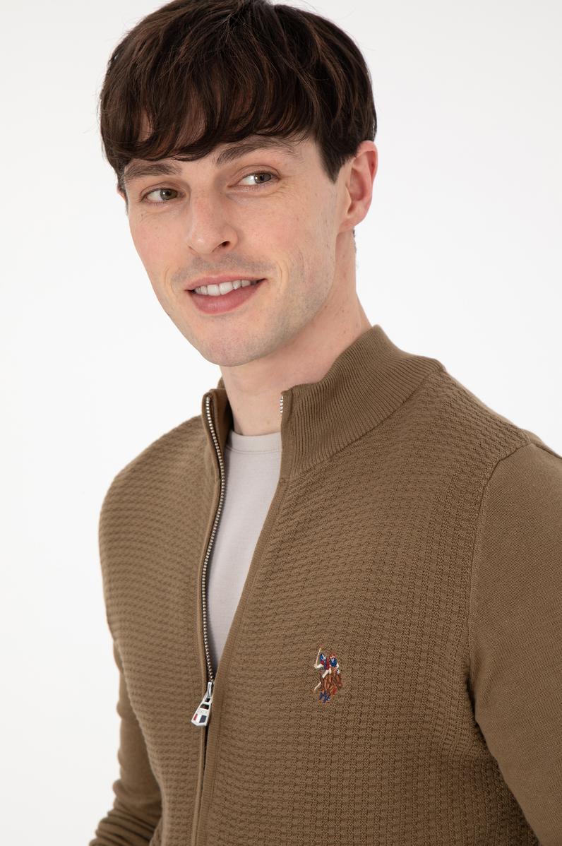 Erkek Haki Basic Triko Hırka