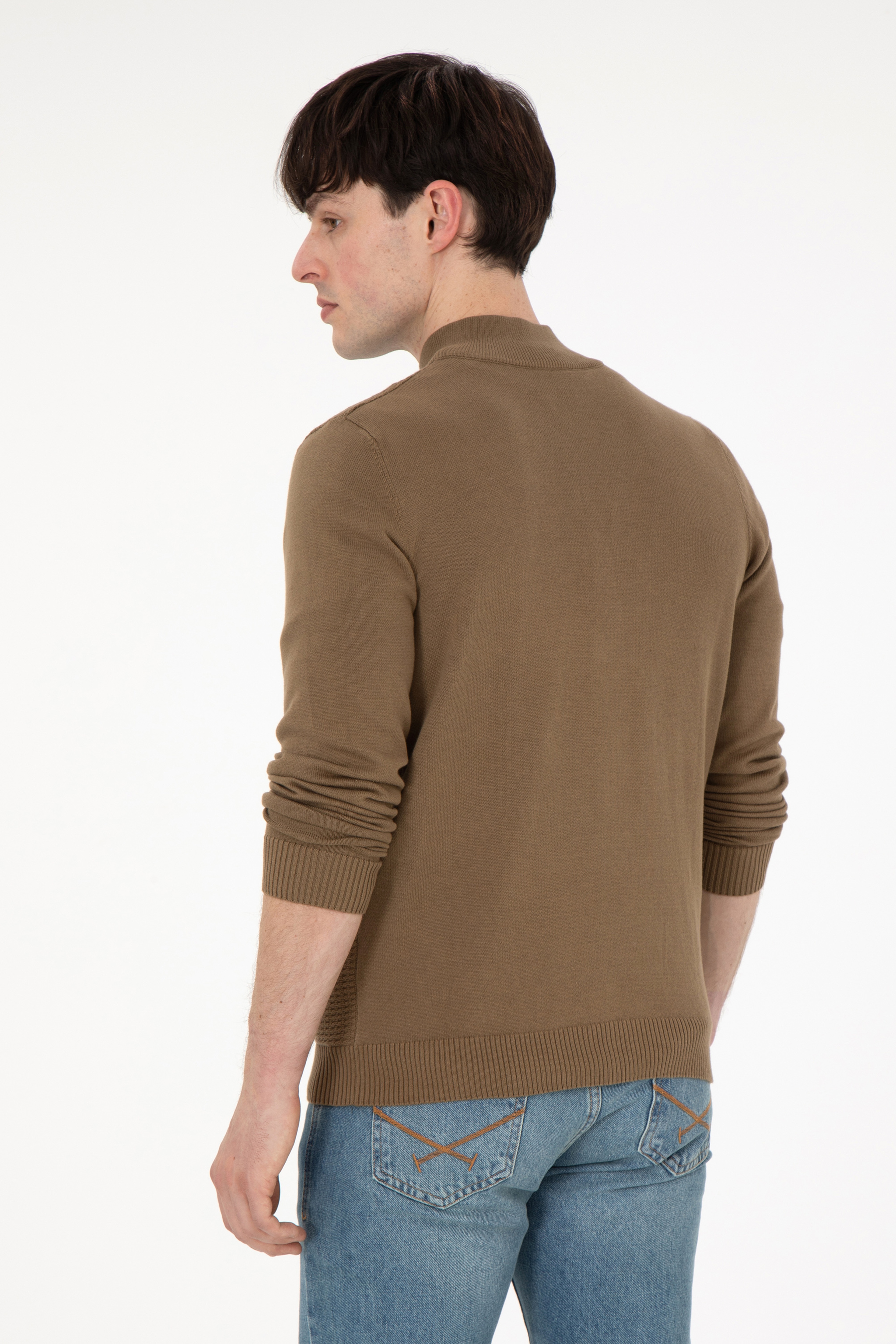 Erkek Haki Basic Triko Hırka - Image 5