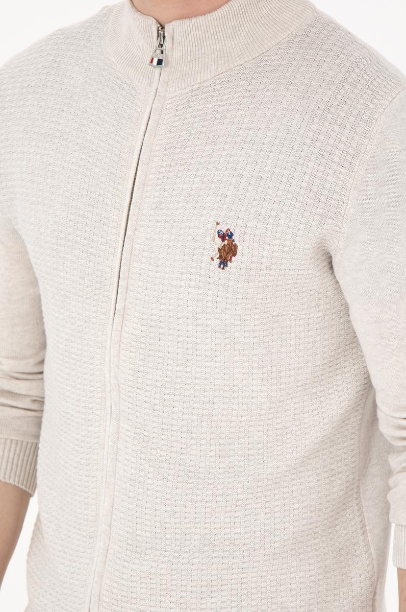 Erkek Taş Melanj Basic Triko Hırka