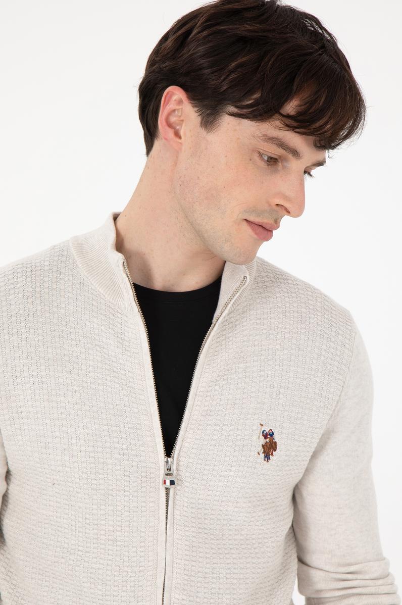 Erkek Taş Melanj Basic Triko Hırka