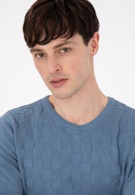 Erkek Slim Fit Bisiklet Yaka Saks Basic Kazak - 50288882032