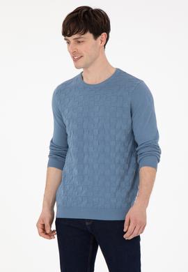 Erkek Slim Fit Bisiklet Yaka Saks Basic Kazak - 50288882032