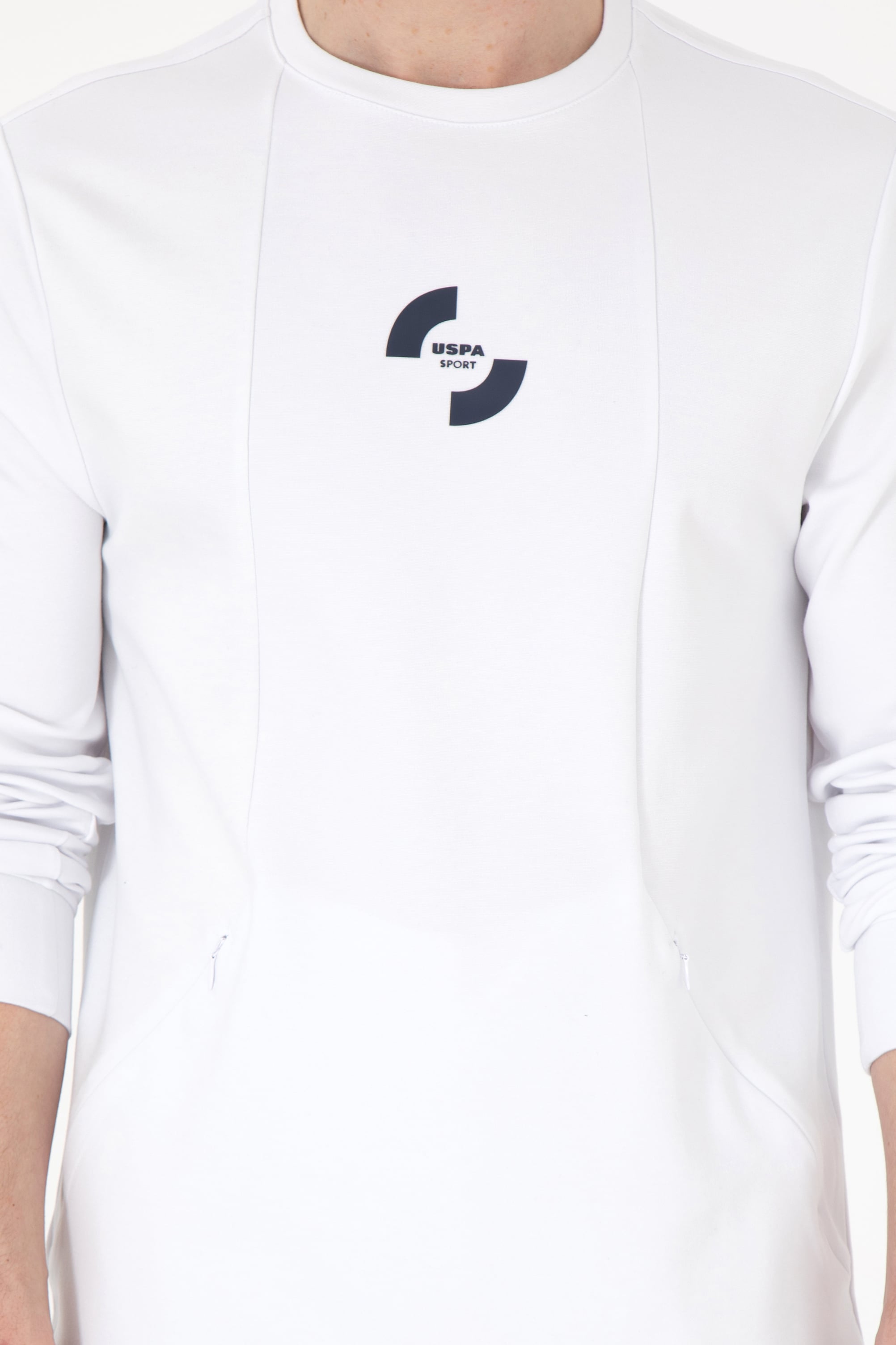 Erkek Regular Fit Bisiklet Yaka Beyaz Sweatshirt - Image 6