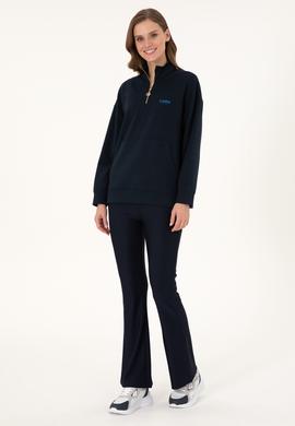 Kadın Lacivert Dik Yaka Fermuarlı Sweatshirt - 50297316012