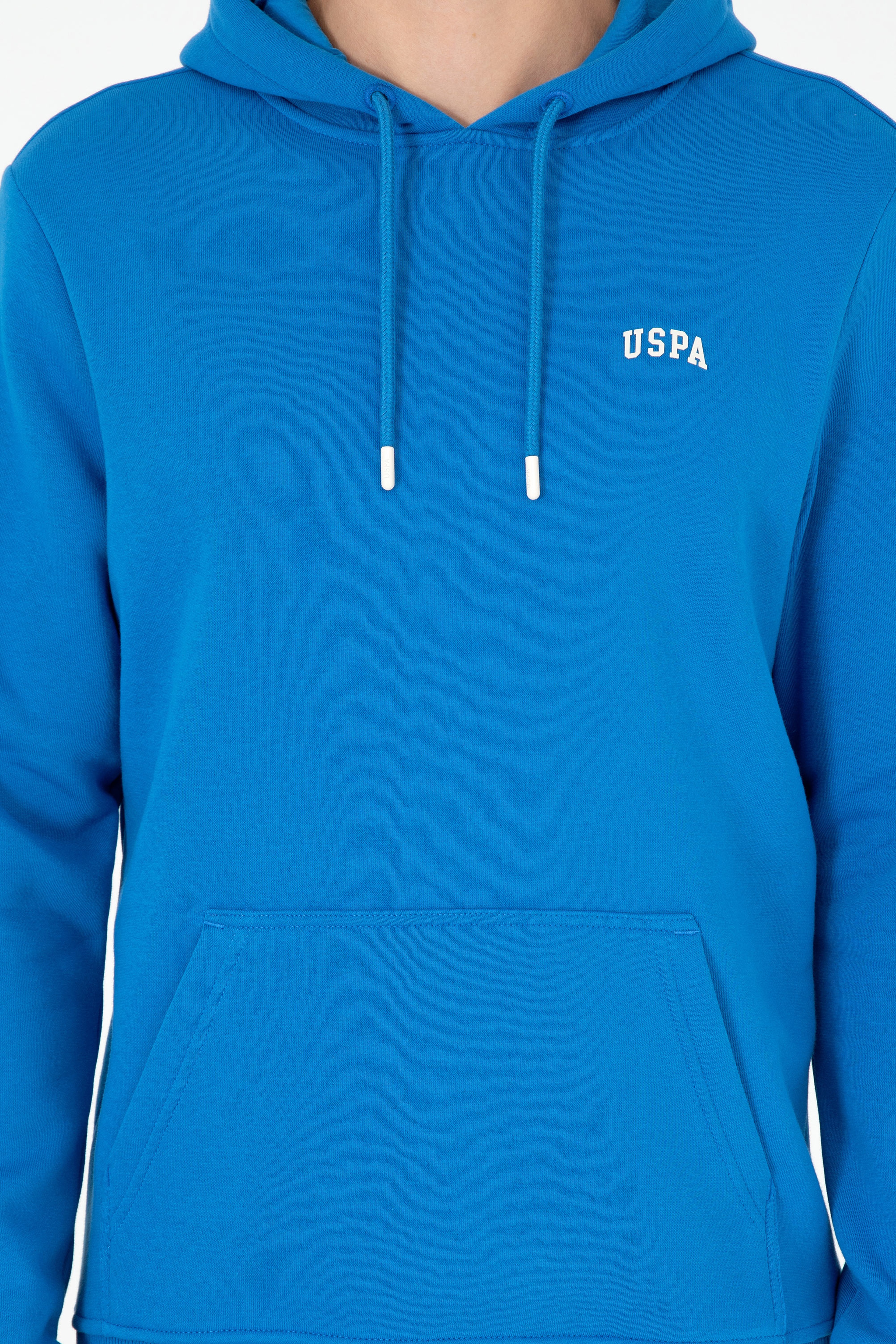 Erkek Kapüşonlu Kobalt Mavi Basic Şardonlu Sweatshirt - Image 6
