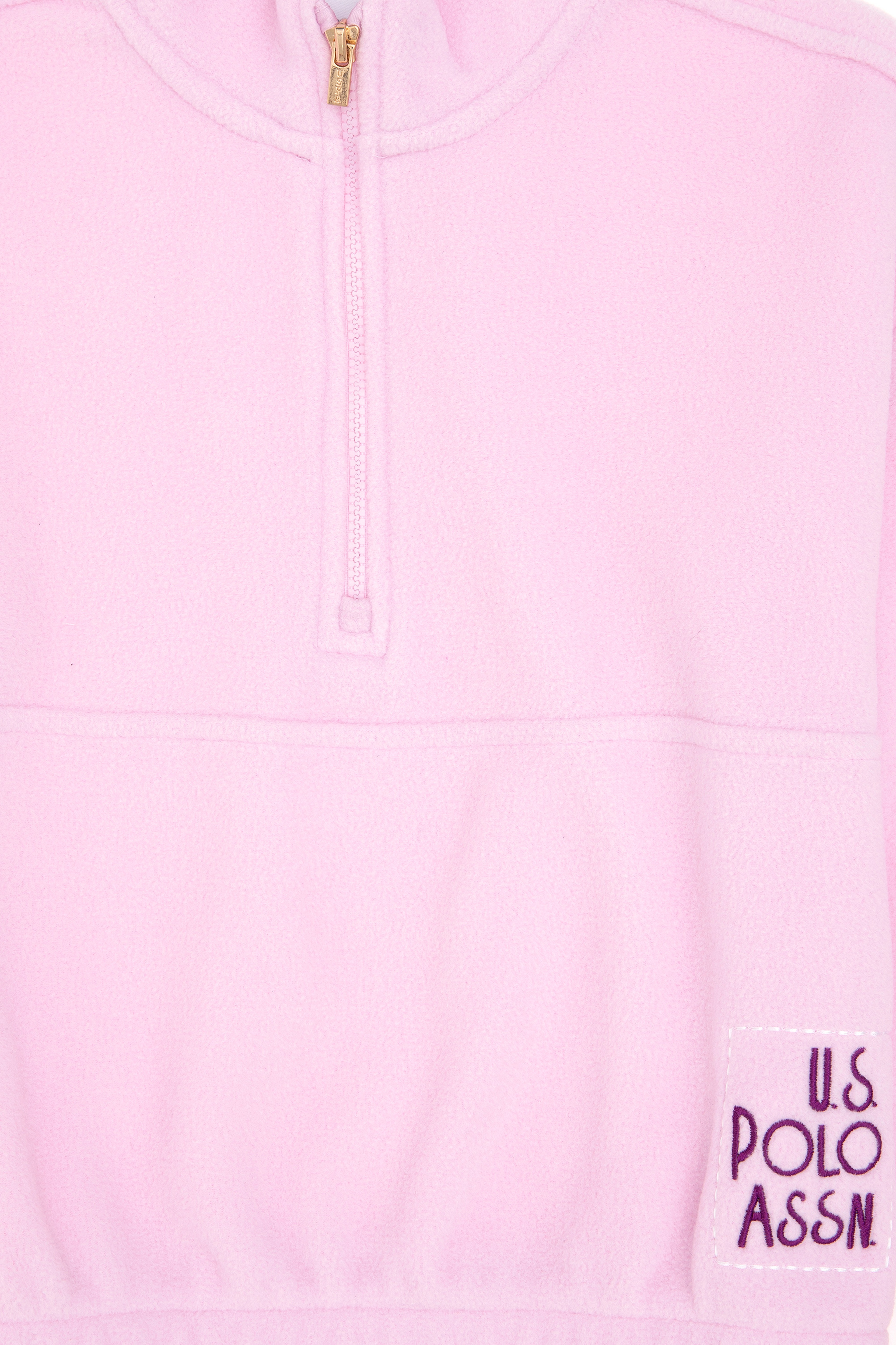 Kız Çocuk Yarım Fermuarlı Pembe Polar Sweatshirt - Image 5