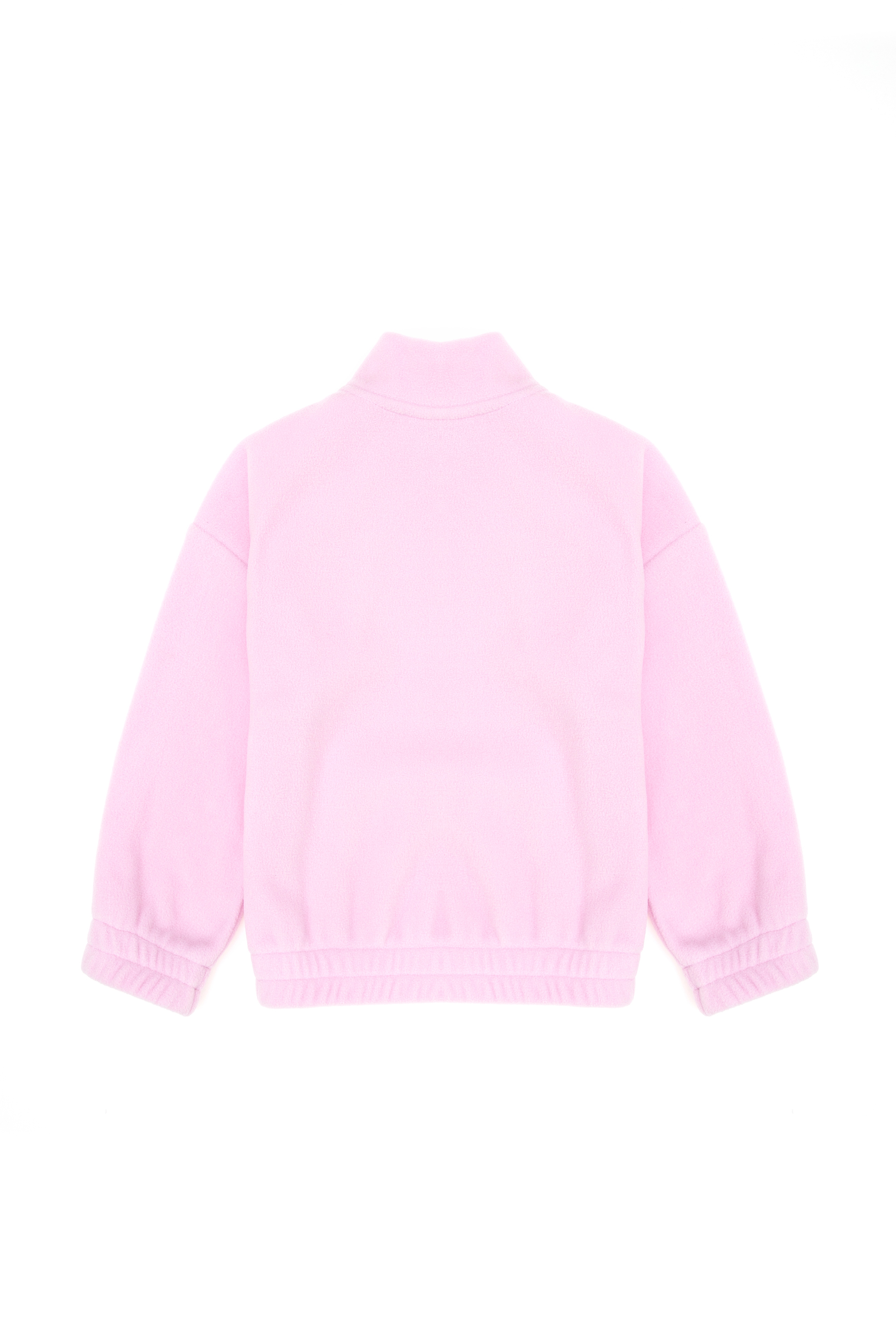 Kız Çocuk Yarım Fermuarlı Pembe Polar Sweatshirt