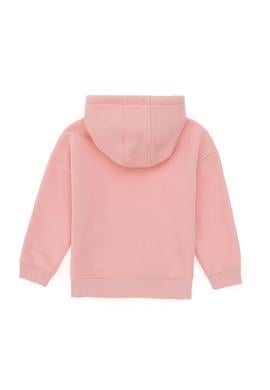Kız Çocuk Pudra Basic Kapüşonlu Sweatshirt - 50297438017