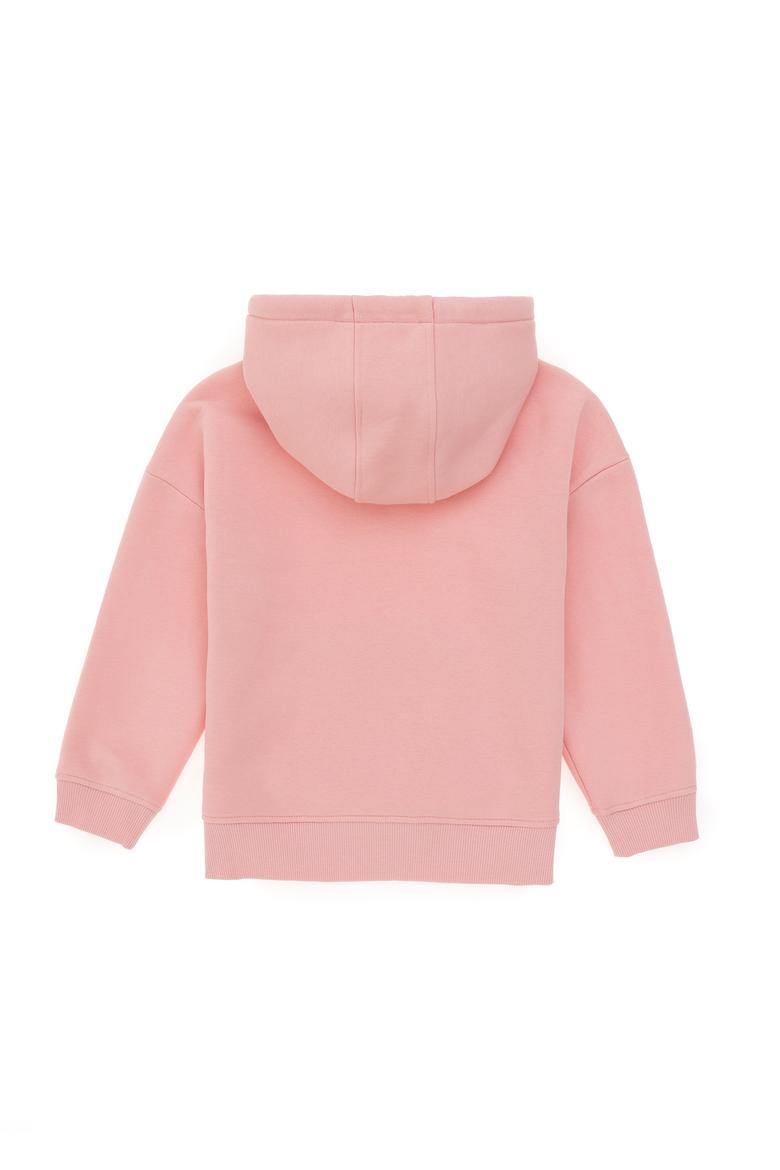 Kız Çocuk Pudra Basic Kapüşonlu Sweatshirt - 50297438017