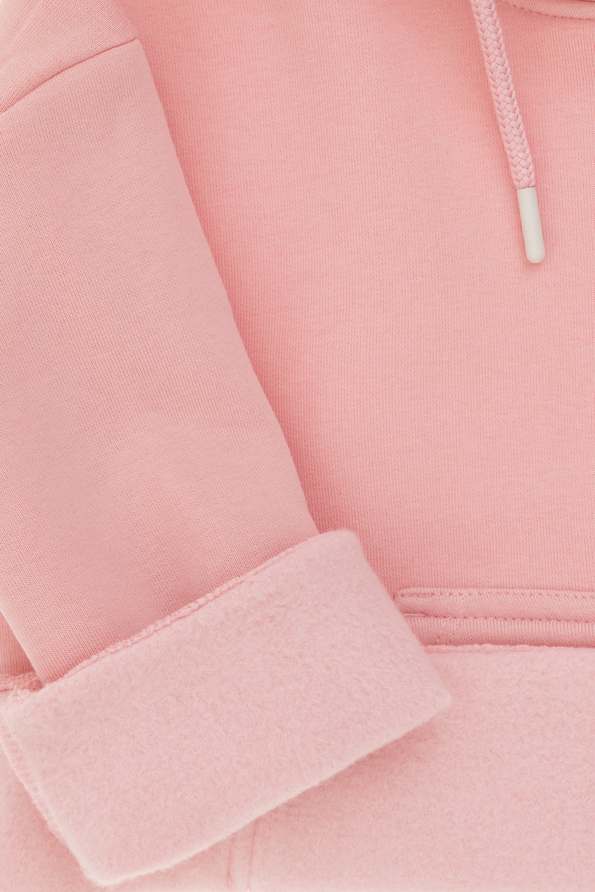 Kız Çocuk Pudra Basic Kapüşonlu Sweatshirt - Image 6