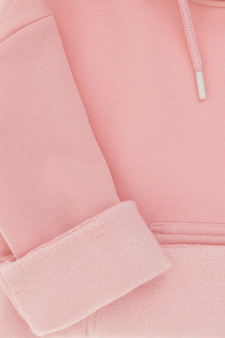 Kız Çocuk Pudra Basic Kapüşonlu Sweatshirt - 50297438017