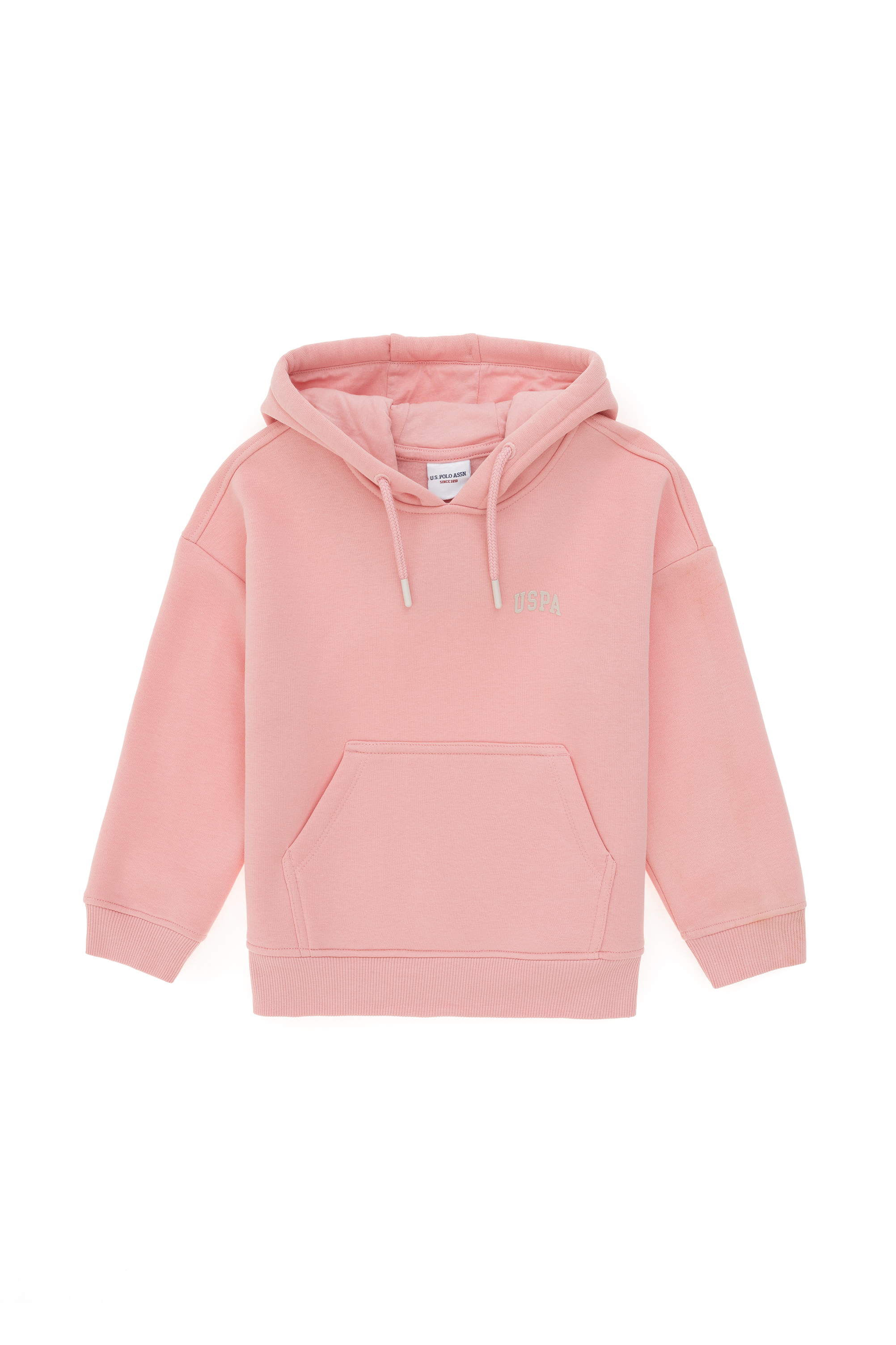 Kız Çocuk Pudra Basic Kapüşonlu Sweatshirt - Image 3