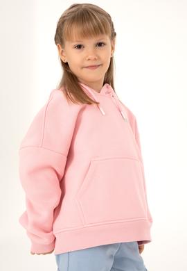 Kız Çocuk Pudra Basic Kapüşonlu Sweatshirt - 50297438017