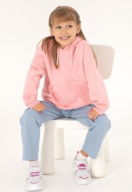 Kız Çocuk Pudra Basic Kapüşonlu Sweatshirt - 50297438017